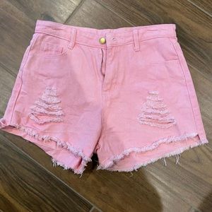 pink shein shorts medium